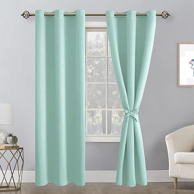 Blackout Curtains for Bedroom, 42 x 84 Inches Long, 2 Panels, Aqua | Thermal - Image 8
