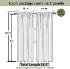 Charcoal Grey Sheer Curtains for Bedroom 84 Inches Long 2 Pcs, Light Filtering - Image 3