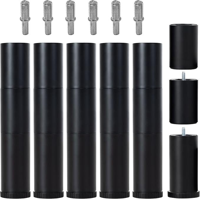 12 Inch Bed Legs Replacement for Adjustable Bed Base Frame, 3 in 1 Screw in Legs by Skuehod