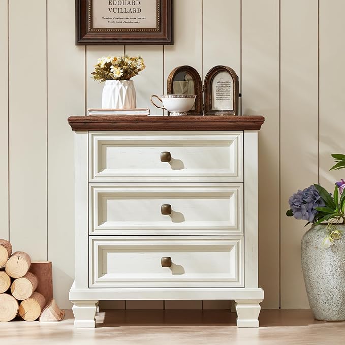 SAVOR LIFE Farmhouse Nightstand Set of 2, Vintage Couch End Table - Image 3