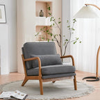 VINGLI Linen Dark Grey Comfy Accent Chair, Mid Century Modern Lounge Armchair by VINGLI