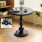 Funecy Metal Small End Table, Vintage Matte Black Round Side Table Nightstand - Image 3