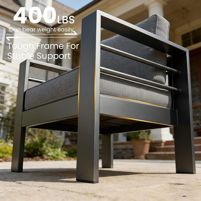 LayinSun Outdoor Aluminum Furniture Set, 5 Pieces Patio Sectional Conversation - Image 5