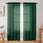 Hunter Green Sheer Curtain for Bedroom Living Room 72 Inches Long 2 Panels Set by WelvetBLK