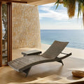 79'' Long Reclining Chaise Lounge + Side Table Set of 2, Outdoor Wicker by Asifom