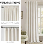 MIULEE Velvet Curtains 52x84 inches 2 Panels Ivory Room Darkening Curtains | - Image 2
