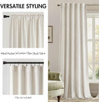 MIULEE Velvet Curtains 52x96 inches 2 Panels Ivory Room Darkening Curtains | - Image 2