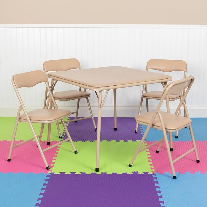 Flash Furniture Mindy Kids 5-Piece Folding Square Table and Chairs Set - Image 2