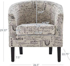 BELLEZE Accent Barrel Chair Set of 2, Linen Round Chair Club Tub Sofa Corner - Image 3