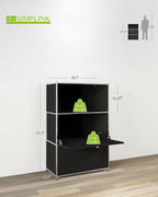 Metal Shelf with 2 Flap Doors, Large Capacity Cabinet, DIY Modern Home - Image 3