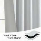 MIULEE Greyish White Back Tab Blackout Curtains 52x108 Inch Long 2 Panels | Rod - Image 7