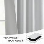 MIULEE Greyish White Back Tab Blackout Curtains 52x120 Inch Long 2 Panels | Rod - Image 7