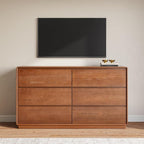 Solid Wood Dresser for Bedroom, Natural Solid Wood 6 Drawer Dresser, 55.2" Wide - Image 4