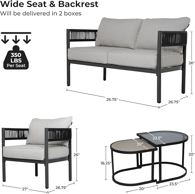 Grand patio 5-Piece Outdoor Furniture Set, 4 Seats Wicker Sofa Conversation Set - Image 3