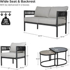 Grand patio 5-Piece Outdoor Furniture Set, 4 Seats Wicker Sofa Conversation Set - Image 3