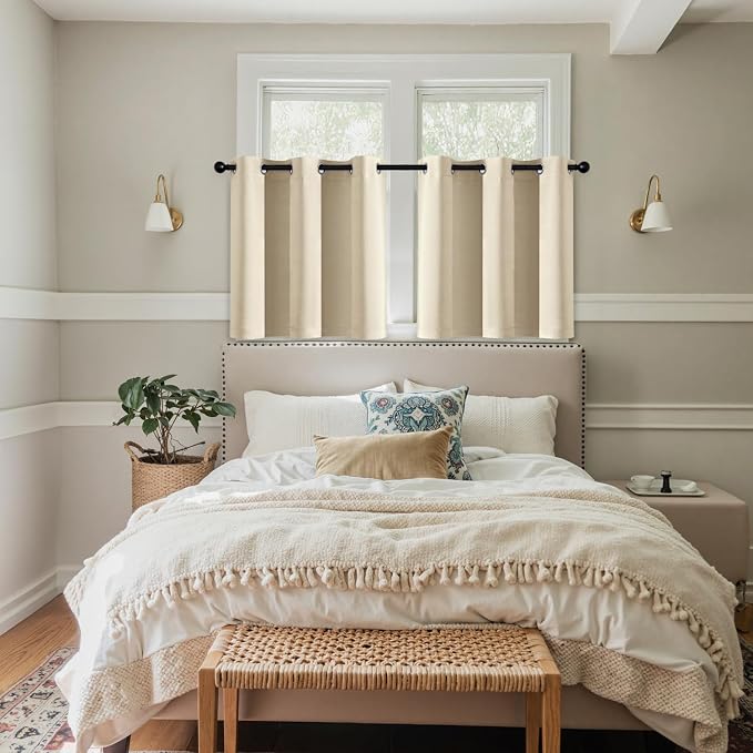 MIULEE Blackout Curtains for Bedroom 2 Panels 40 x 36 Inch Long Cream Beige | - Image 7