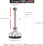 Heavy Duty 2400 lb Capacity Stainless Steel Adjustable Leveling Feet - Image 2