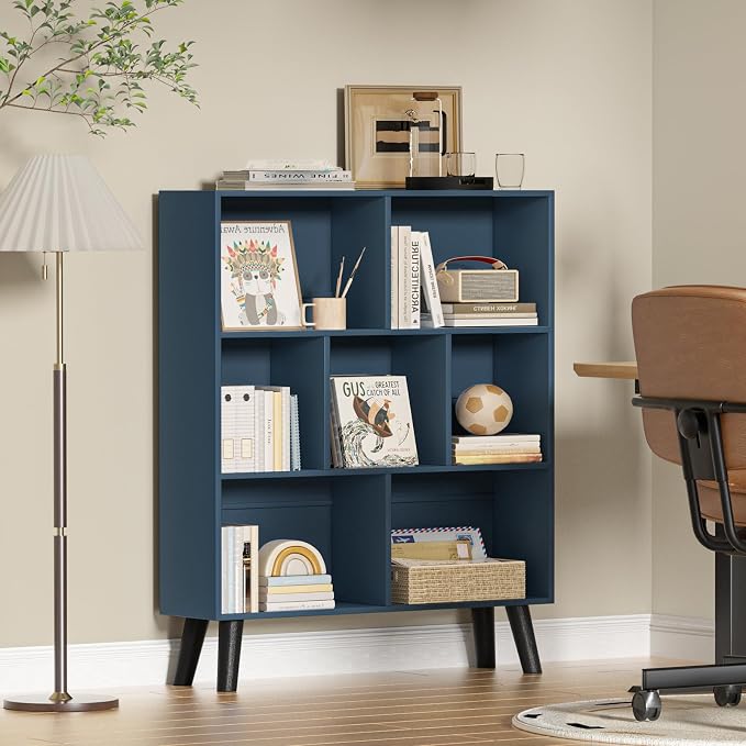 YAHARBO Blue Bookshelf, 3 Tier Book Shelf - Image 2