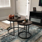 aboxoo Coffee Table Nesting Side Round Set of 2 End Table Top Sturdy Metal - Image 7