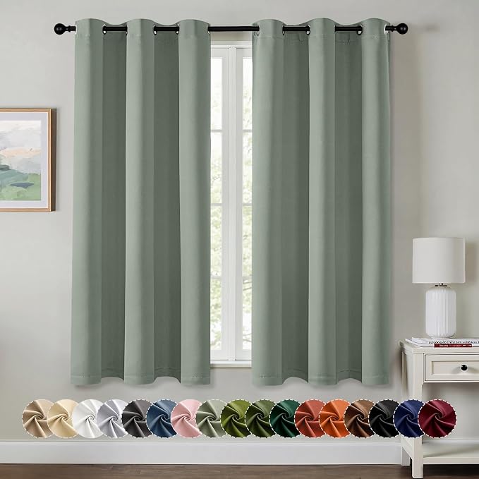 MIULEE Blackout Curtains for Bedroom 2 Panels 40 x 45 Inch Long Light Green | by MIULEE
