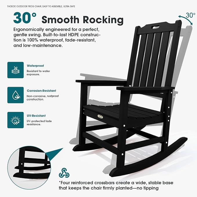 THOEOE Oversized Rocking Chair, Outdoor Rocking Chair - Image 3