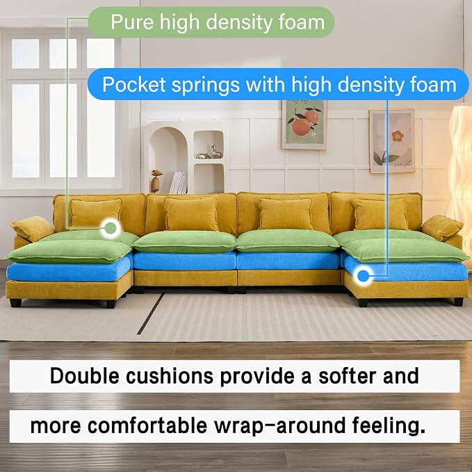 Oprisen 154" Modular Sectional Sofa, Comfy Cloud Couch Sectional Sofa - Image 3