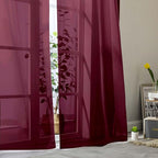 Burgundy Sheer Curtains 84 Inches Long 2 Panels Set - Image 8