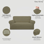 Easy-Going Stretch Loveseat Couch Covers Washable Khaki | 1-Piece Loveseat - Image 3