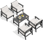 SERWALL Outdoor Patio Furniture Set, 5 Piece HDPE Patio Conversation Sets by SERWALL