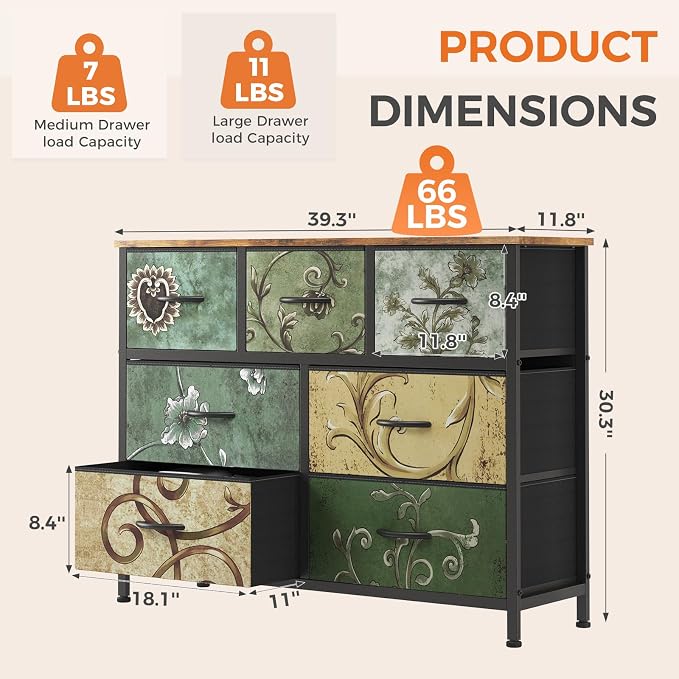 Sweetcrispy 7 Drawer Dresser, Fabric Storage Tower Organizer - Image 3