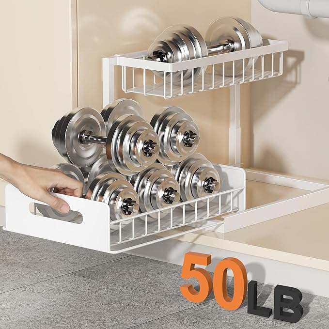 REALINN Under Sink Organizer, Pull Out Cabinet Organizer 2 Tier Slide Out Sink - Image 3