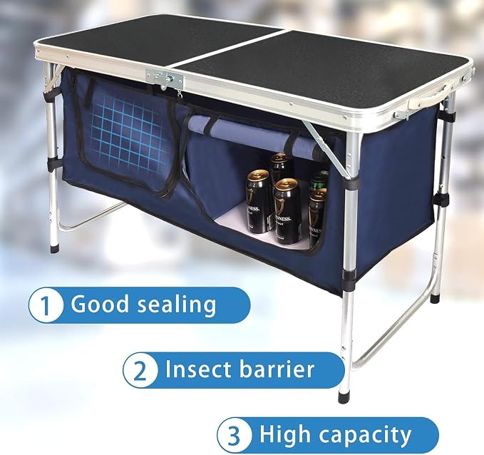 Folding Camping Table with Storage Compartment Aluminum Lightweight Camp - Image 3