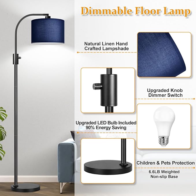 Nintiue Upgraded Modern Arc Dimmable Tall Standing Floor Lamp - Image 4