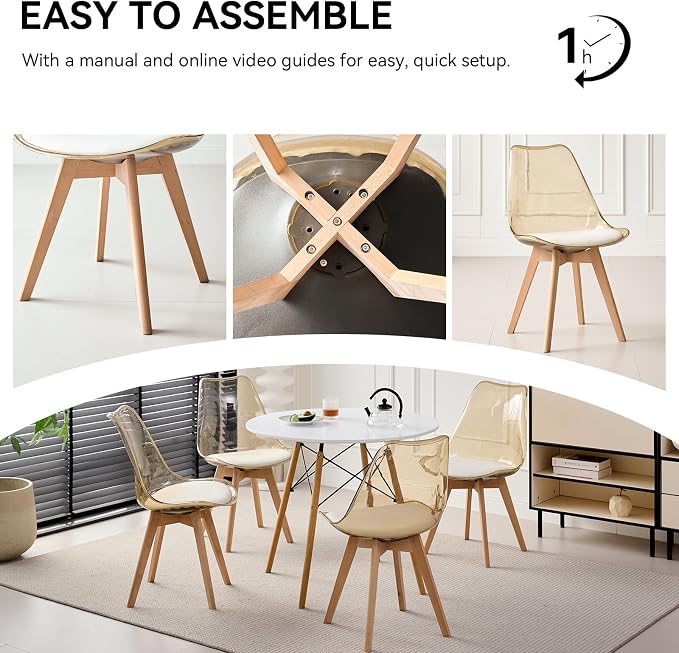 5-Piece Round Dining Table Set, Small Kitchen Table Chairs Set of 4 Space - Image 7
