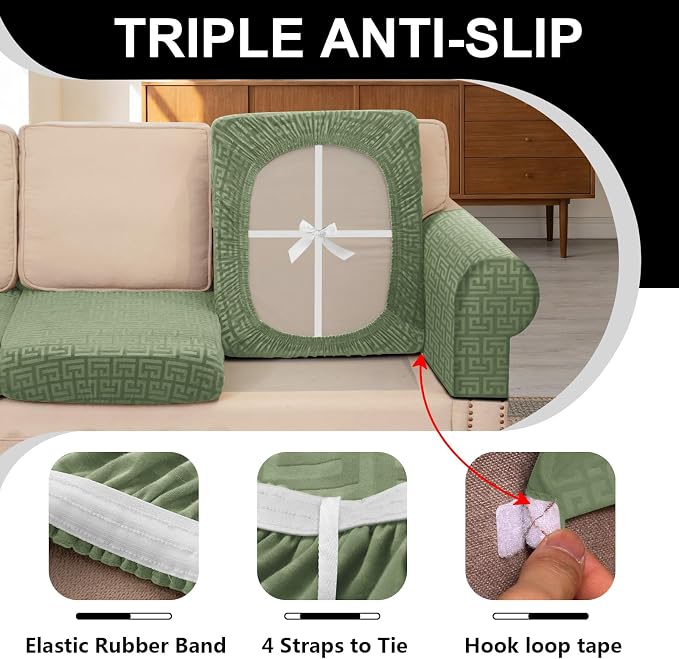 UNBBRRL 10 Pieces Stretch Sofa Cushion Covers - Image 3