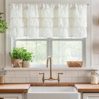 jinchan Ruffled Valance Curtain Slubbed Crossed Hatch Kitchen Valance - Image 2