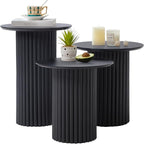 Bifins Round Nesting Coffee Table Set of 3, Mid Century Modern Fluted Coffee by BifinsFurniture