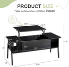 VECELO Wood Lift Top Coffee Table - Image 2