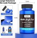 Nicpro Metallic Blue Acrylic Paint, 8.45oz/250ml Large Metallic Paint, Non Toxic - Image 6