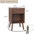 Fultyle Nightstand with Charging Station, Fluted Night Stand with USB and Type - Image 3