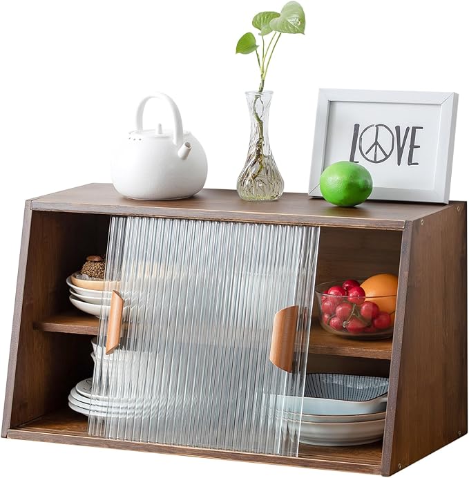 HollyHOME Small Bamboo Kitchen Pantry Sideboard by HollyHOME