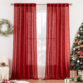 MIULEE Red Linen Curtains 52x108 Inch Long by MIULEE