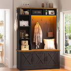 CSZZD Hall Tree with Bench and Shoe Storage, Entryway Bench with Coat Racks and - Image 8