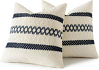 MIULEE Set of 2 Navy Blue Boho Decorative Pillow Covers 18x18 Inch | Farmhouse - Image 8