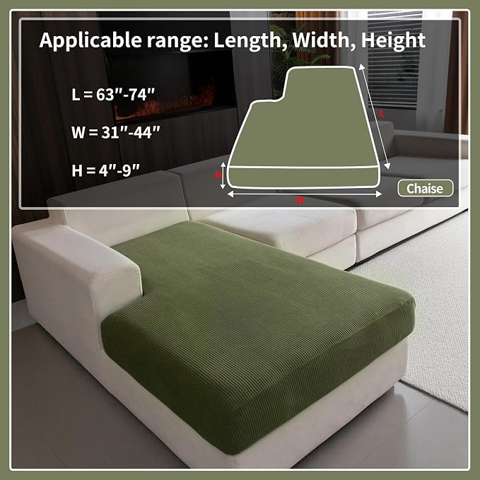 OHSIO Sectional Couch Covers, Wear Resistant Stretch Sofa Covers Washable Soft - Image 2