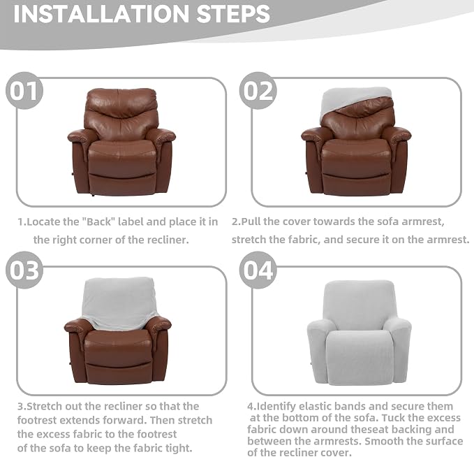 Cupuamon Recliner Chair Covers, Lazy Boy Recliner Covers Stretch Reclining - Image 6