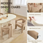 Hyfirm Upholstered Barrel Dining Chairs Set of 6, Khaki Velvet Kitchen Accent - Image 5