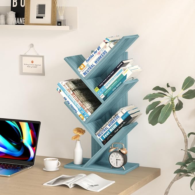 SHEEPAM 5 Tier Tree Book Shelf, Small Desktop Bookshelf - Image 4