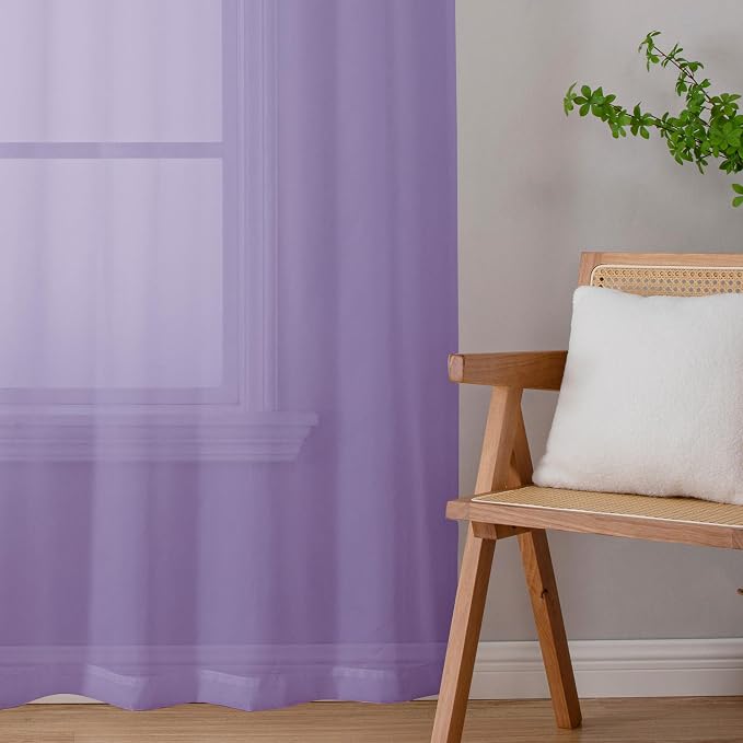 Lavender Sheer Curtains 78 Inches Long 2 Panels Set, Light Filtering Solid - Image 6