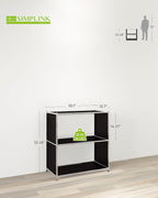 32-Inch 2-Tier Metal Bookcase, Open Shelf Storage Organizer - Image 3